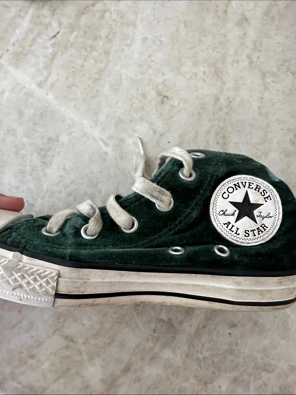 Converse Kids Dark Green Velvet Chuck Taylor High Top Sneakers